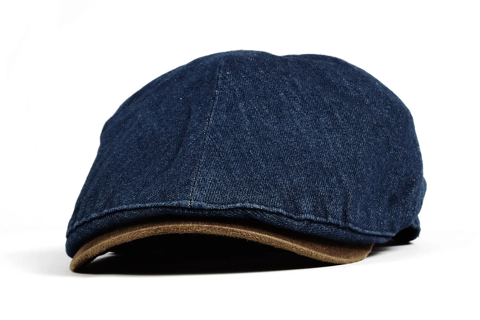 Denim Newsboy Hat faux leather brim Flat Cap SL3017