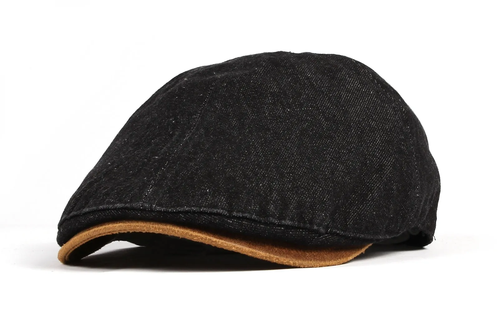 Denim Newsboy Hat faux leather brim Flat Cap SL3017