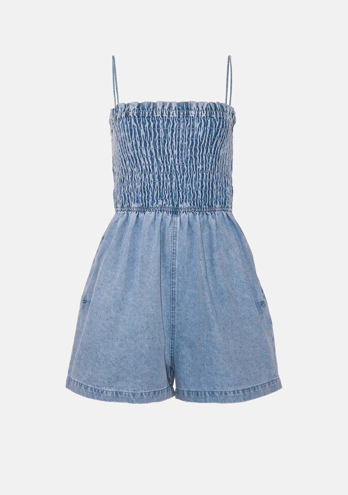 Denim Smocked Romper