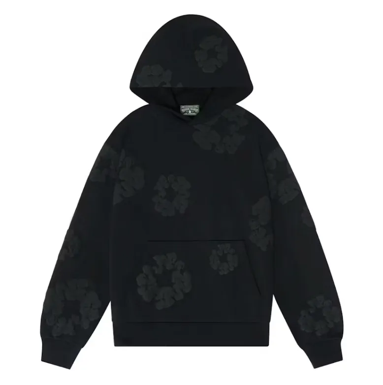 Denim Tears Cotton Wreath Hoodie Black Monochrome