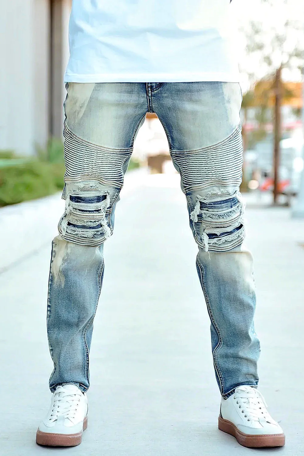 Desert Washed Biker Denim Jeans