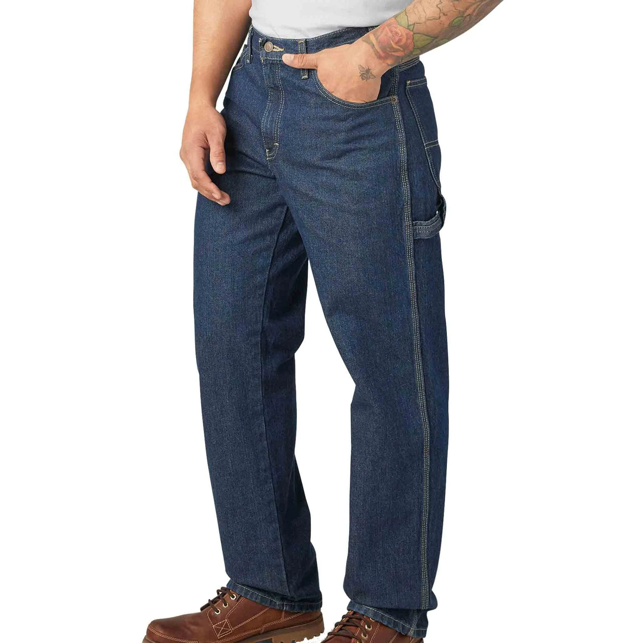 Dickies Relaxed Fit Heavyweight Carpenter Jeans Rinsed Indigo Blue