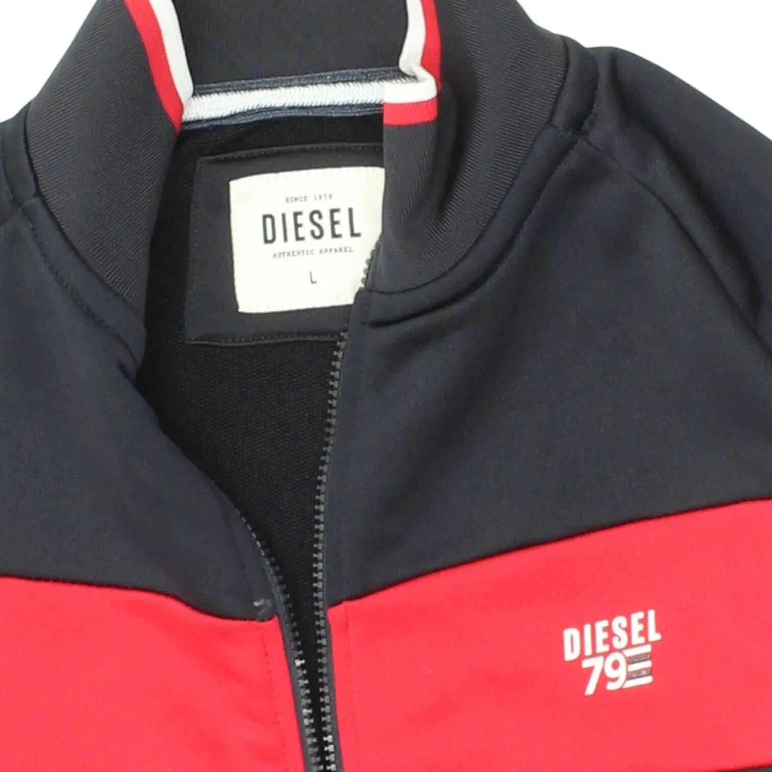 Diesel Mens Navy Red Track Jacket | Vintage High End Casual Designer VTG