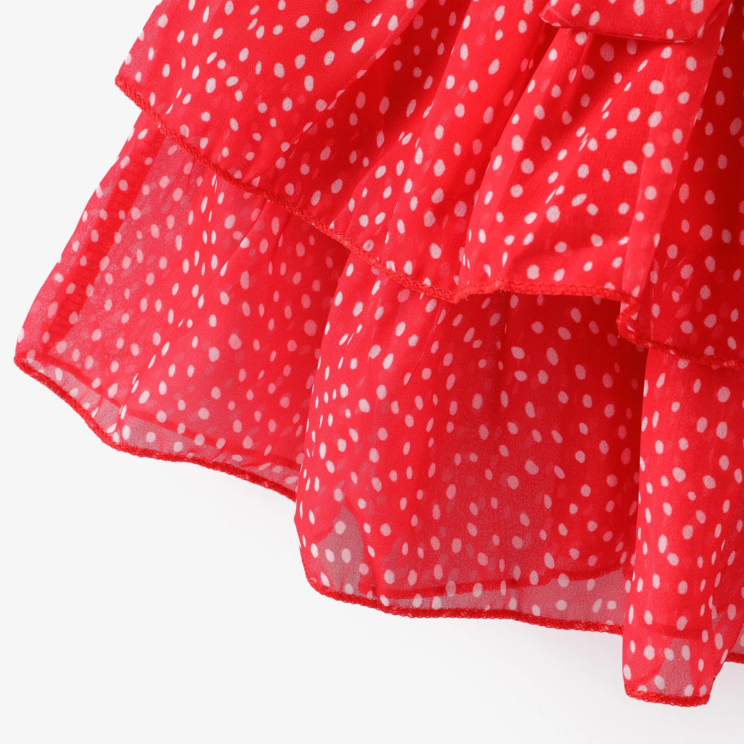 Dots or Floral Print Flounce Layered Sleeveless Baby Dress