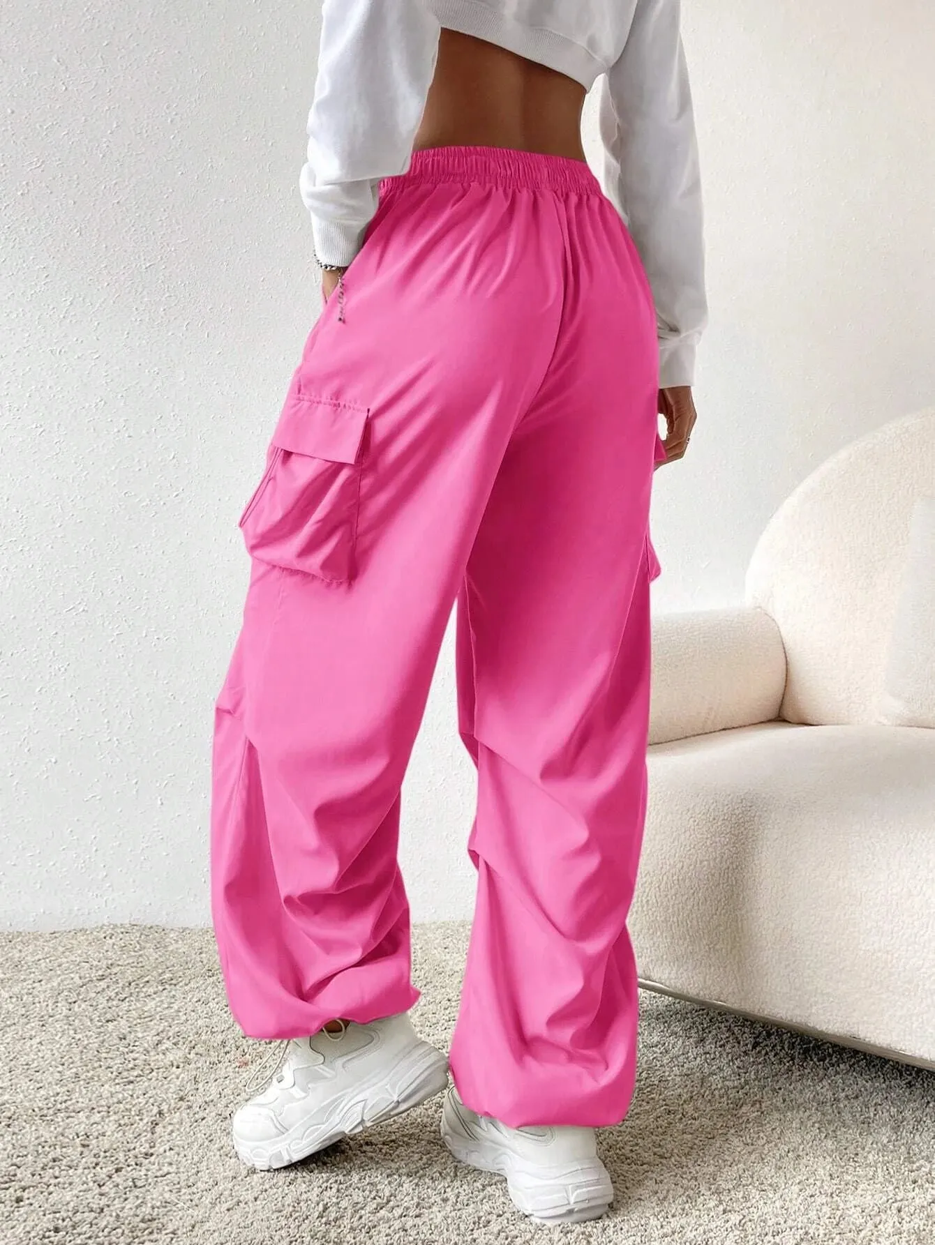 Drawstring Waist Regular Fit Casual Cargo Pants