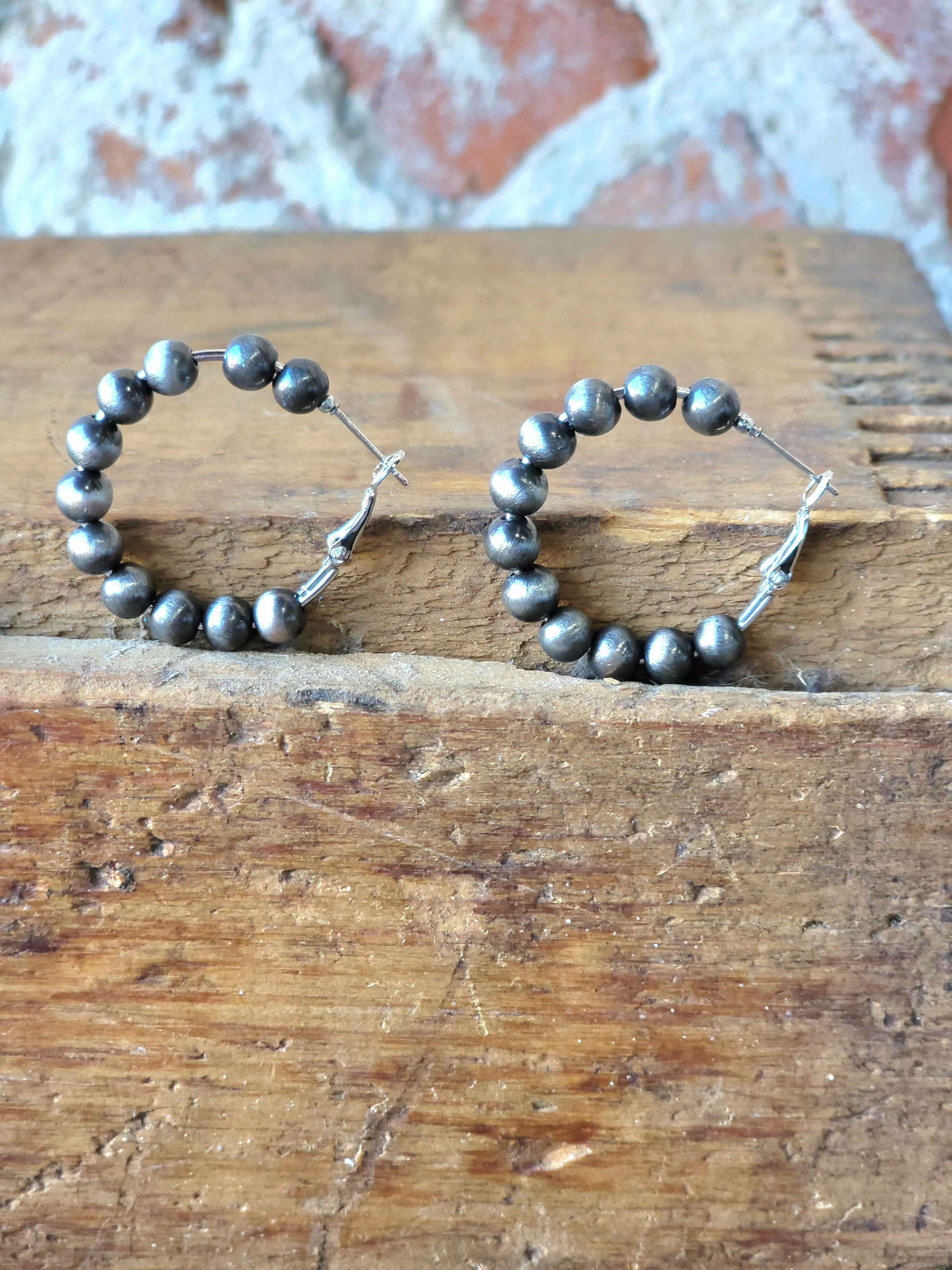 Duke Faux Navajo Pearl Hoop Earrings