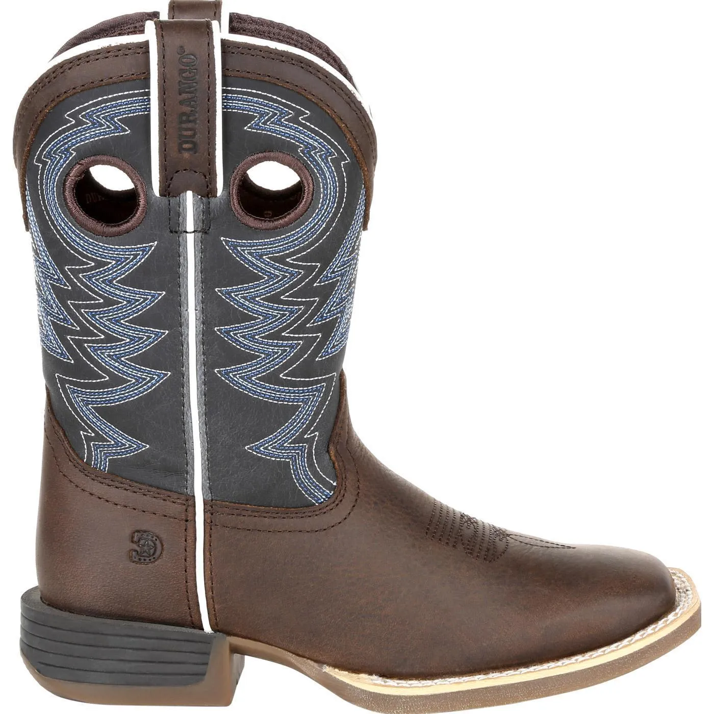 Durango Big Kids - Brown and Blue Western Boot - Square toe