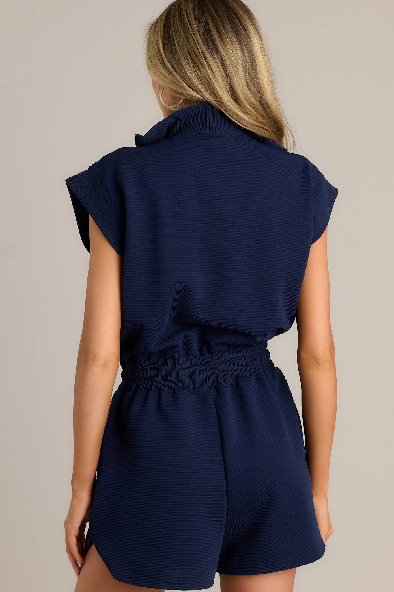 Embrace Today Navy Blue Half Zip Romper