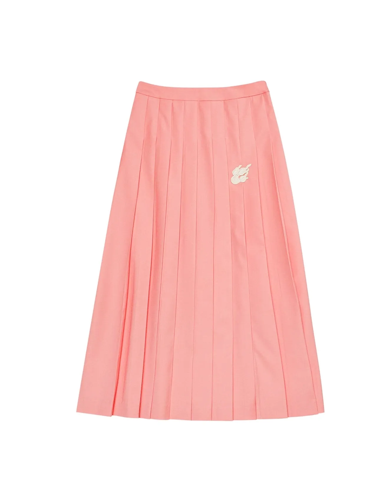 Embroidery Slit Pleated Skirt