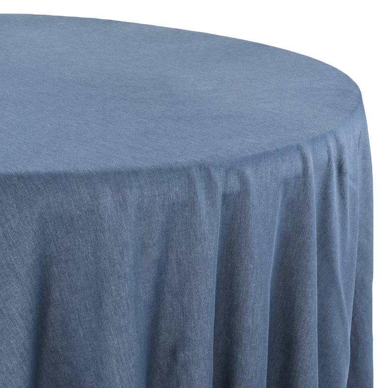 Faux Denim Tablecloth 108" Round - Dark Blue