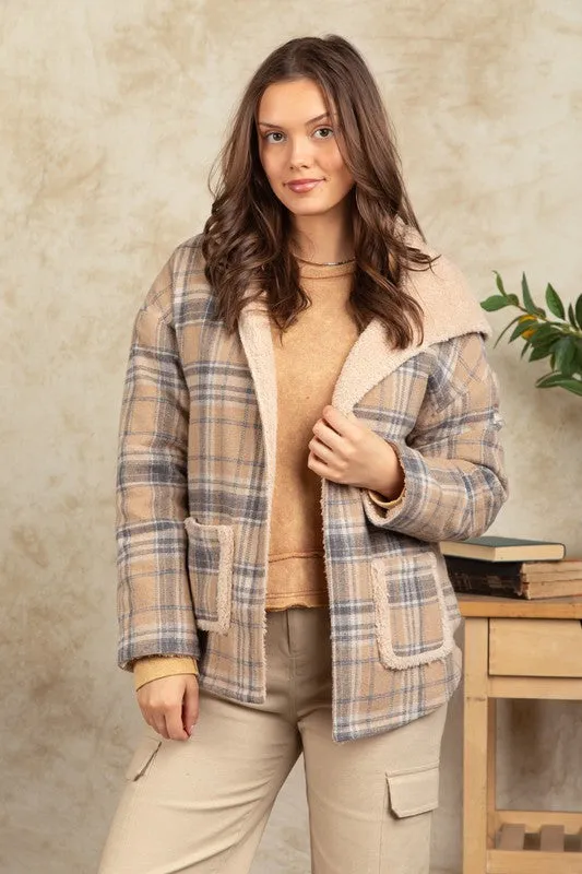 Faux Fur Lined Plaid Shacket