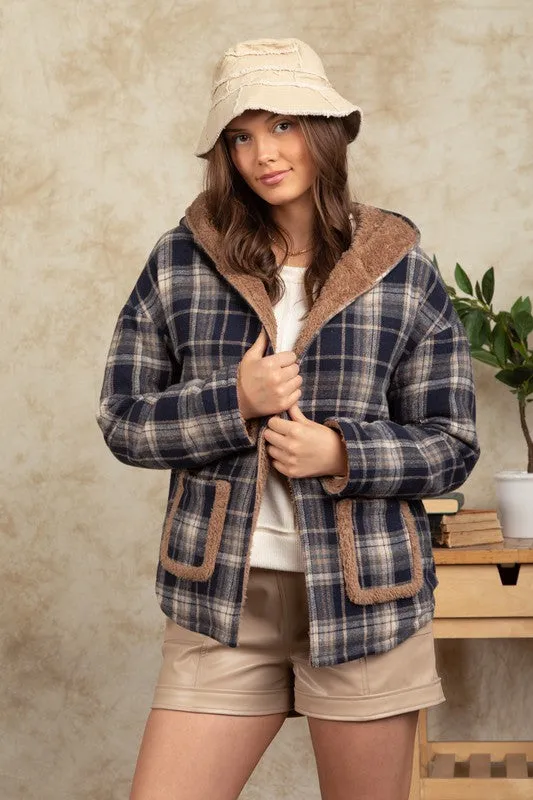 Faux Fur Lined Plaid Shacket