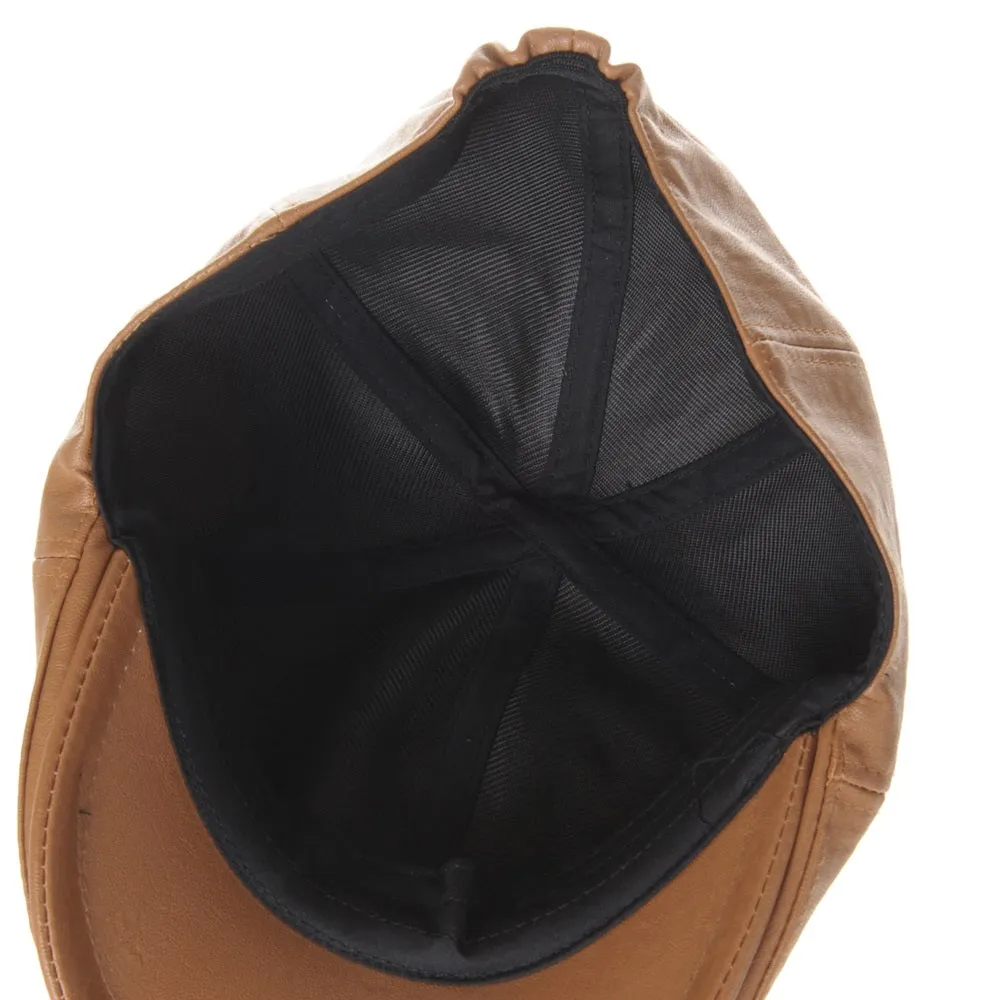 Faux Leather Newsboy Hat Flat Cap SL3039