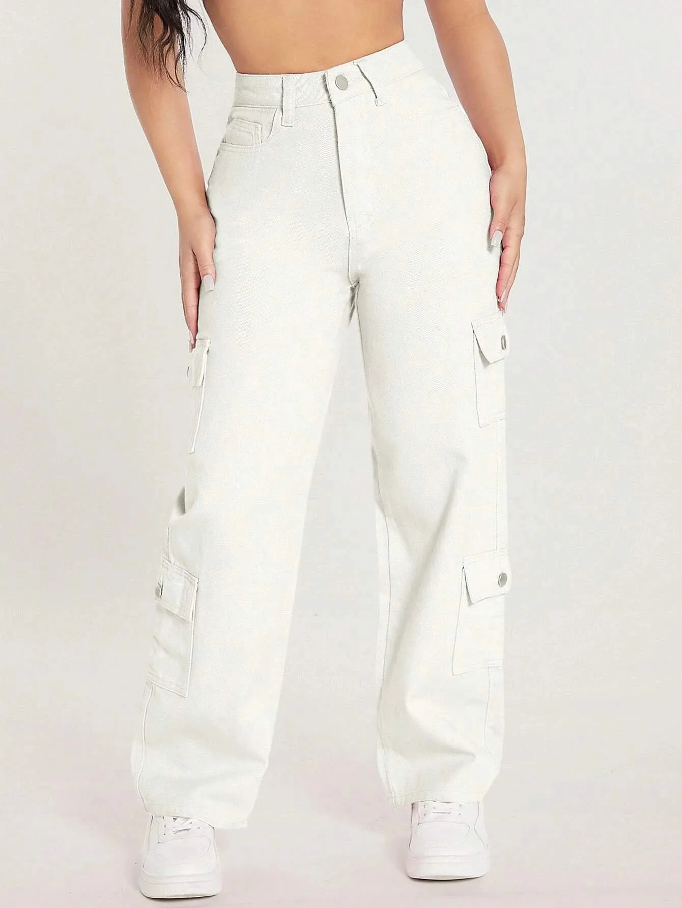 Flap Pocket Zipper Jeans