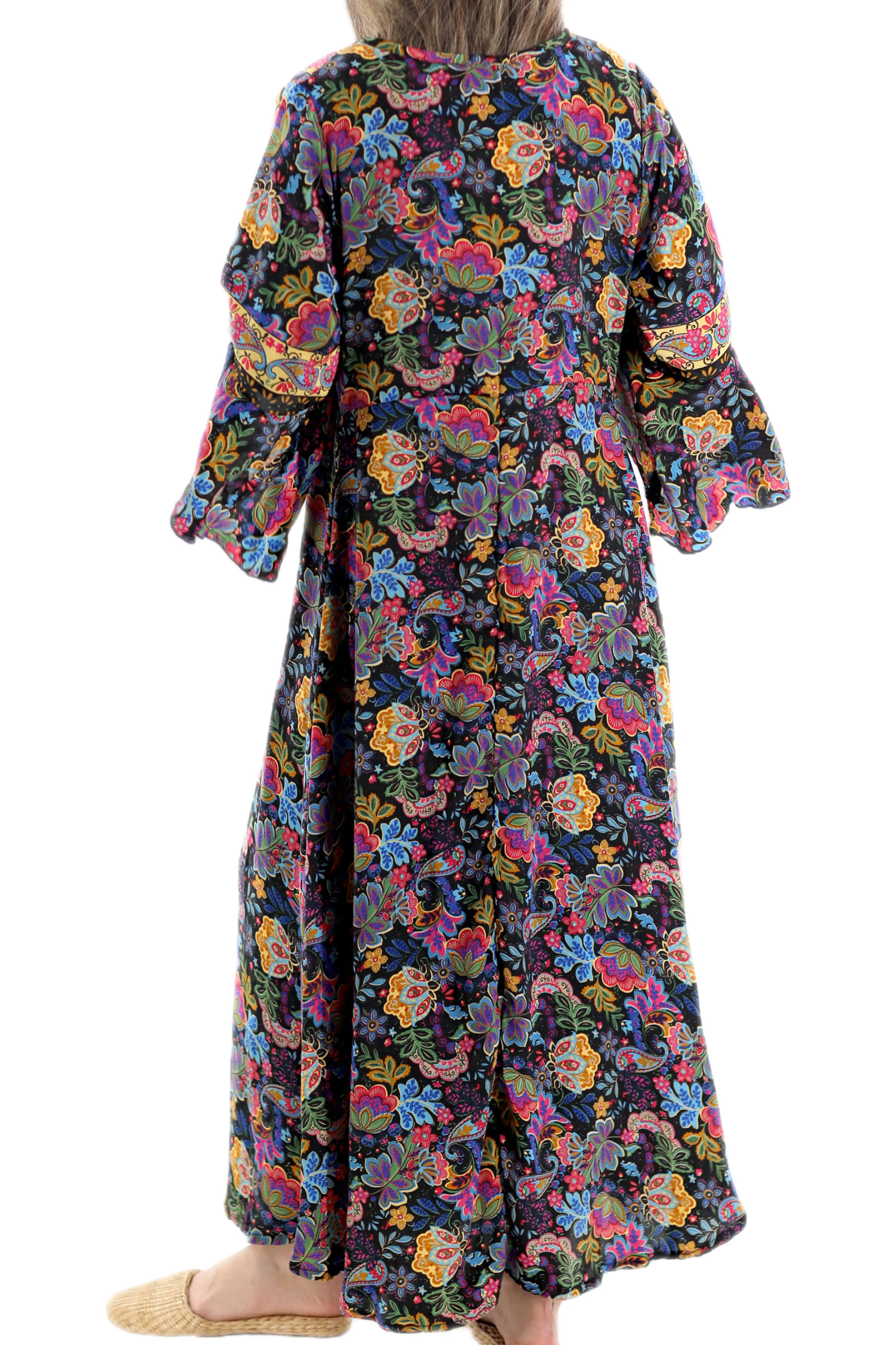 Flowy "Adriana" Maxi Dress Black Multi