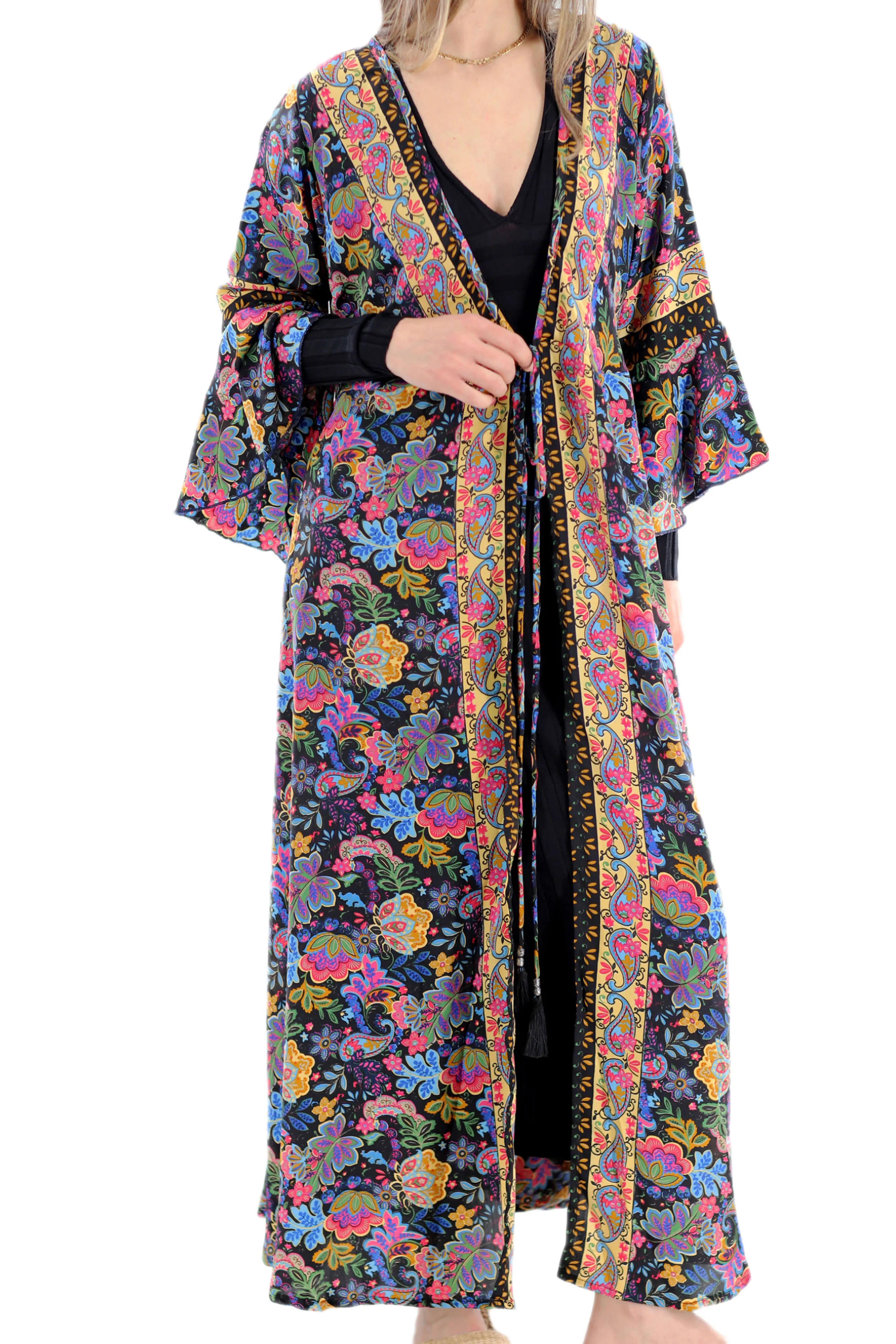 Flowy "Adriana" Maxi Dress Black Multi