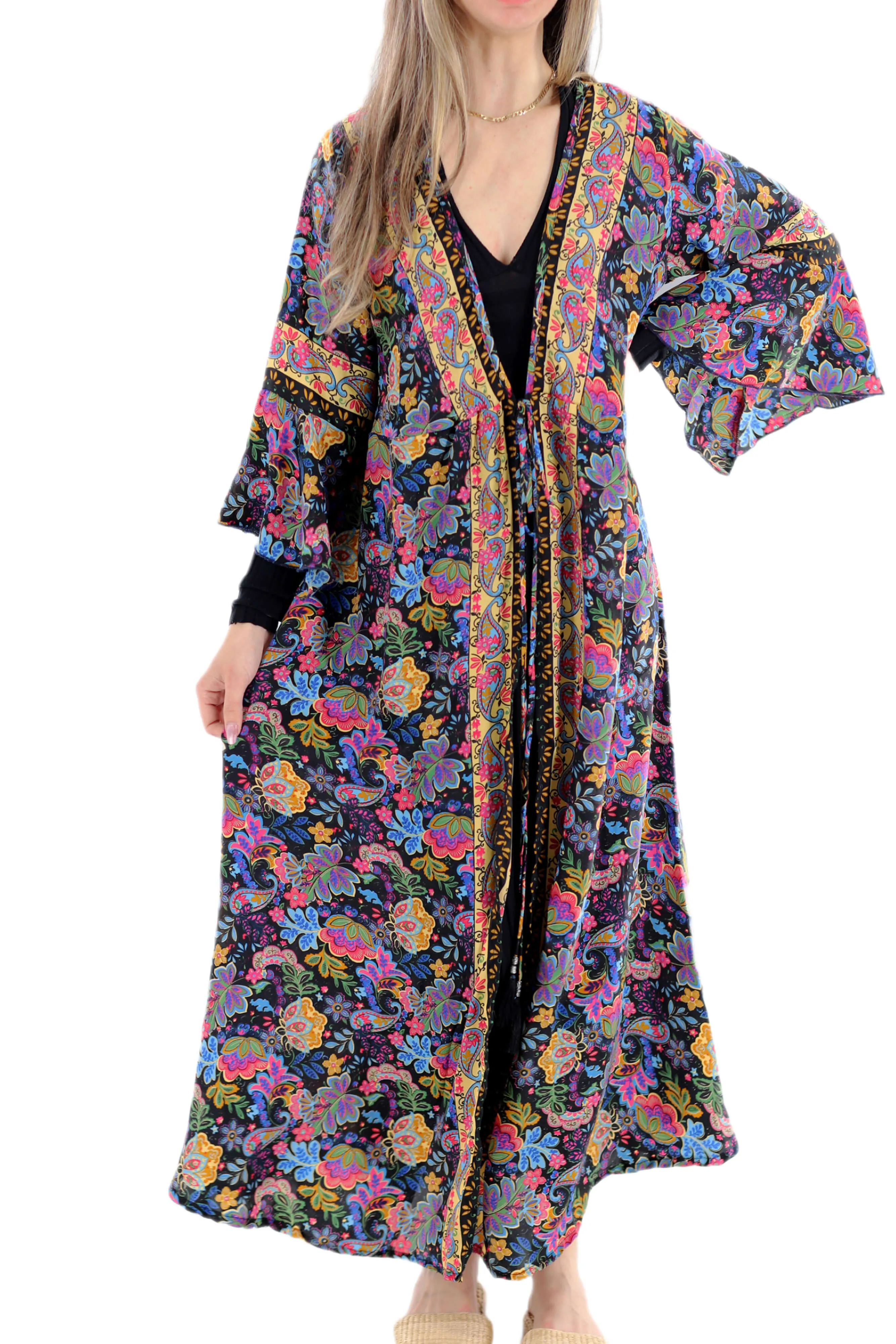 Flowy "Adriana" Maxi Dress Black Multi