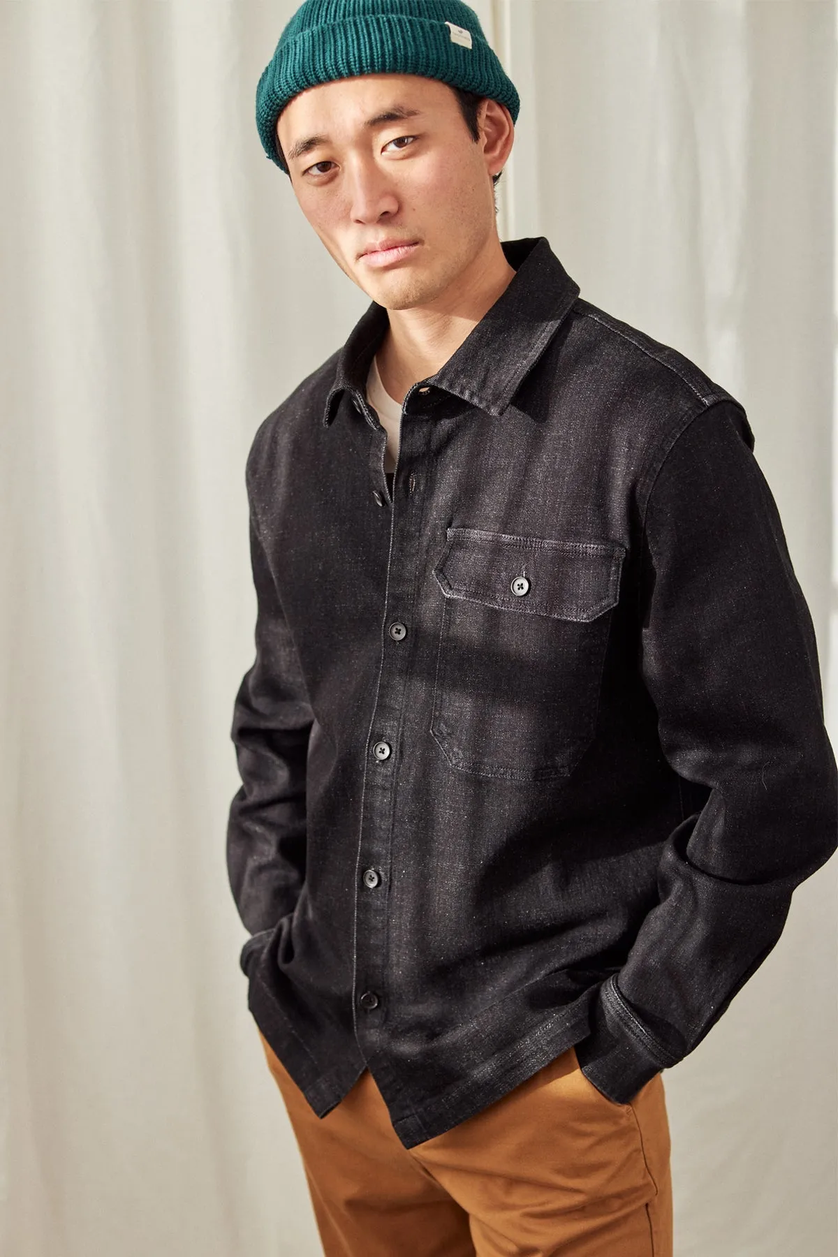 Fundo Men's Button-up Shirt Black Denim