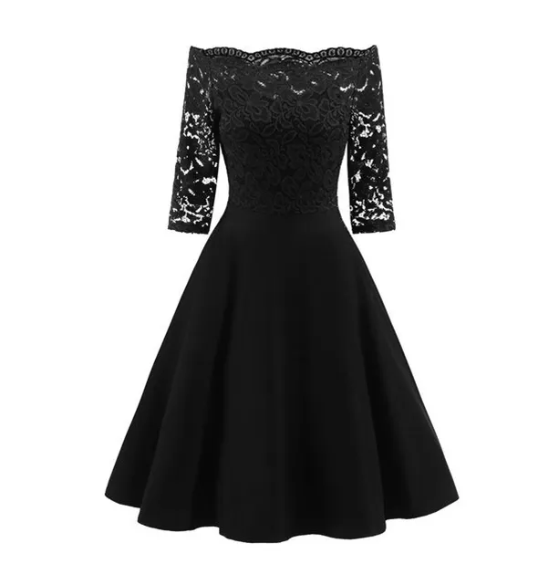 Funki Buys | Dresses | Women's Elegant Lace Chiffon Midi Dress