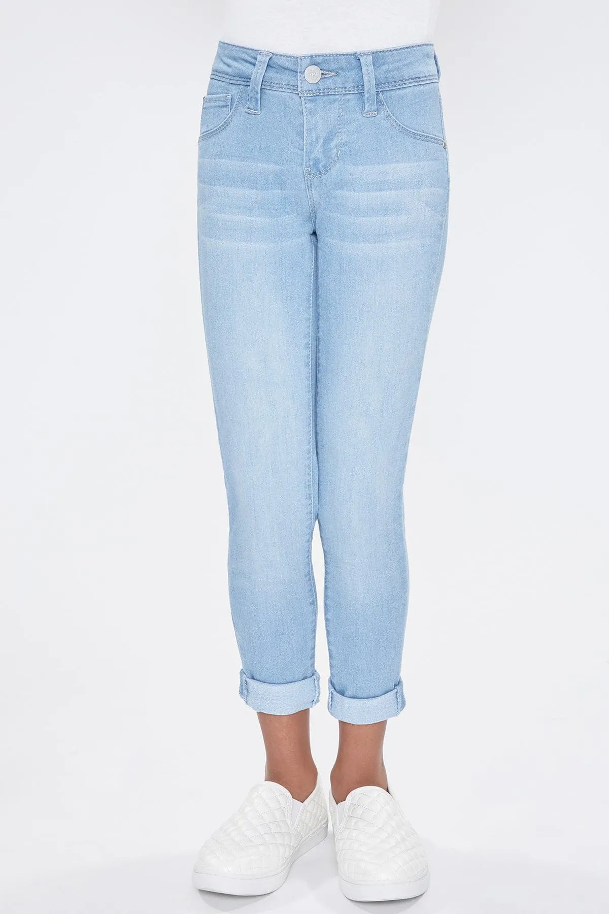 Girls Optional Cuff Denim Skinny Jeans