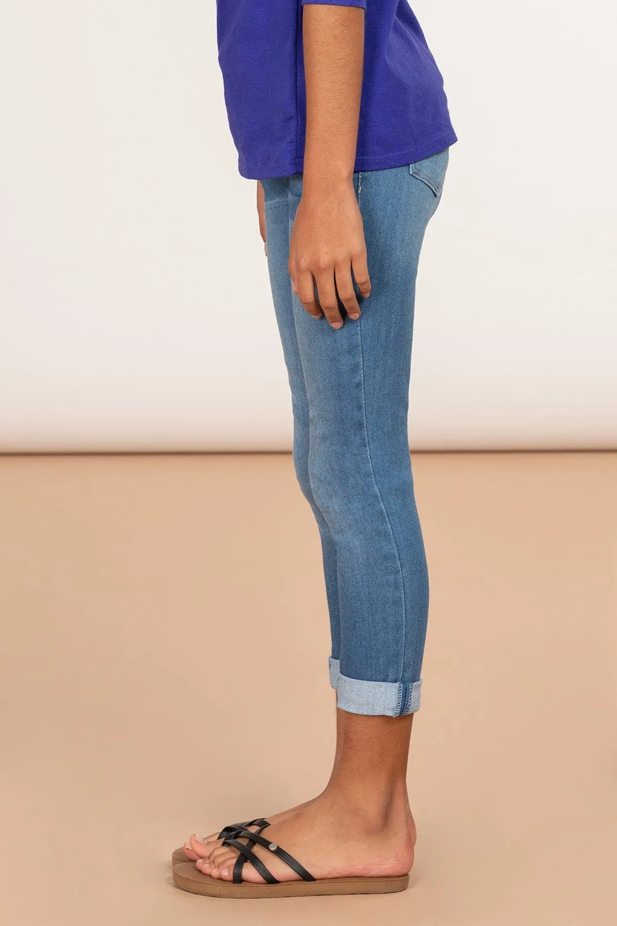 Girls Optional Cuff Denim Skinny Jeans