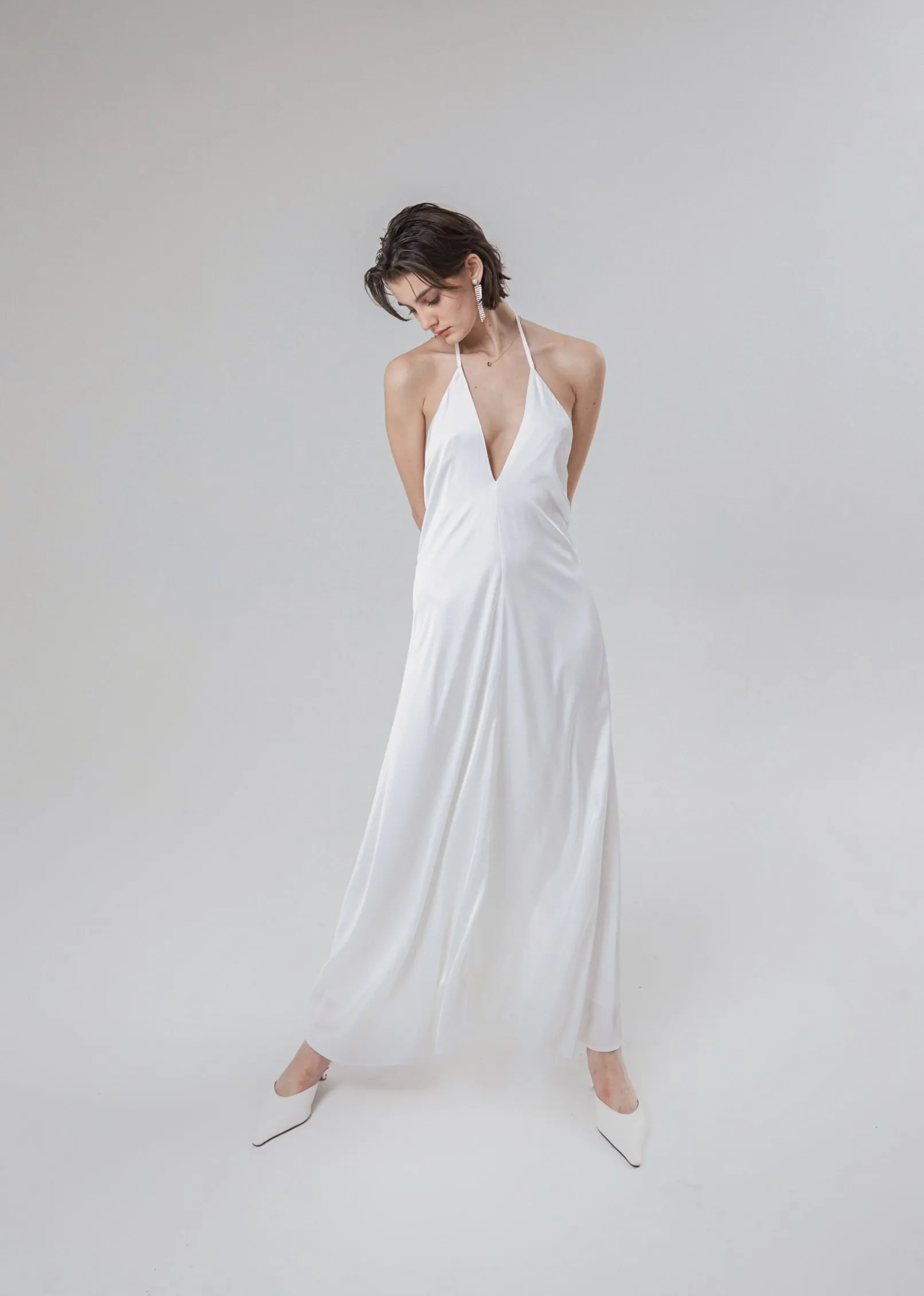 Glossy White Slip Dress