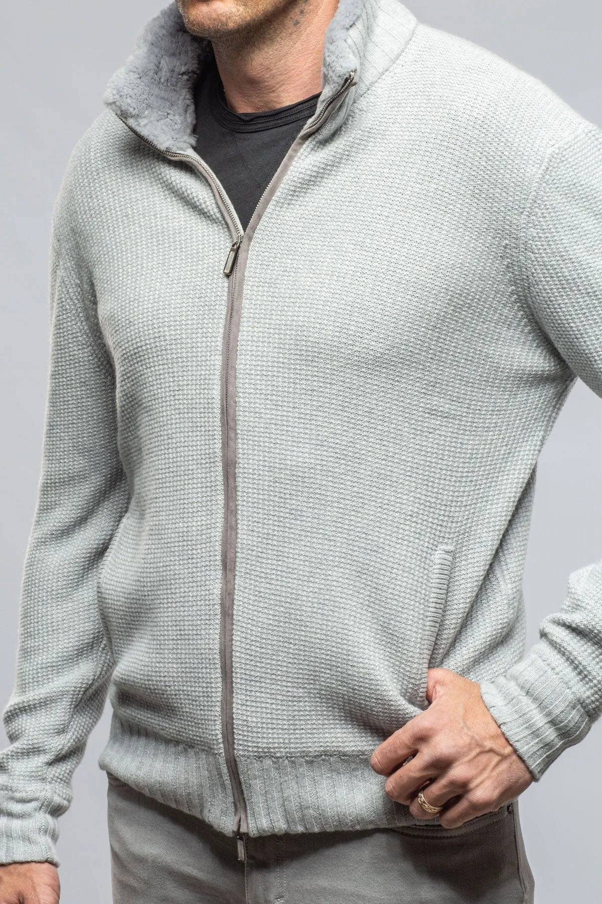 Golis Cashmere Zip Sweater In Grey