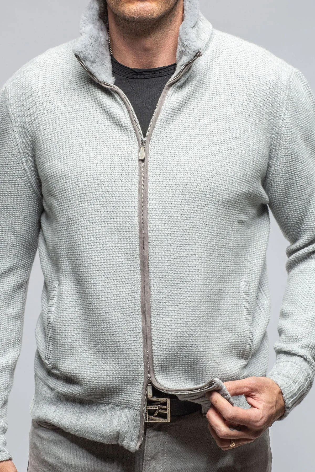 Golis Cashmere Zip Sweater In Grey