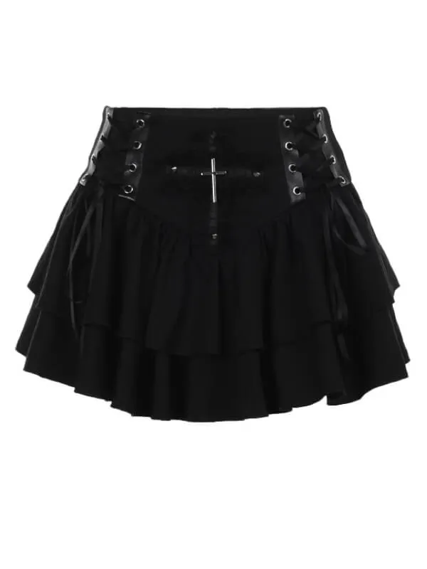 Goth cross lace-up skirt