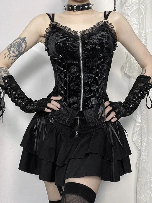 Goth cross lace-up skirt