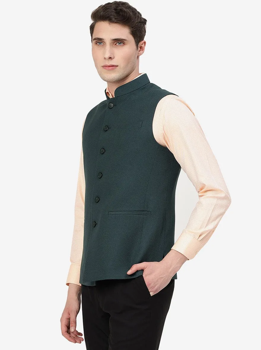 Green Solid Regular Fit Modi Jacket | JadeBlue