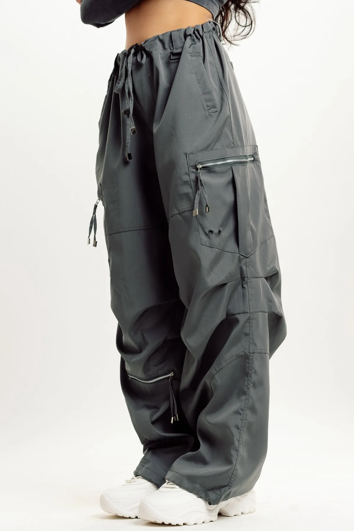 Grey Parachute Cargo Pant