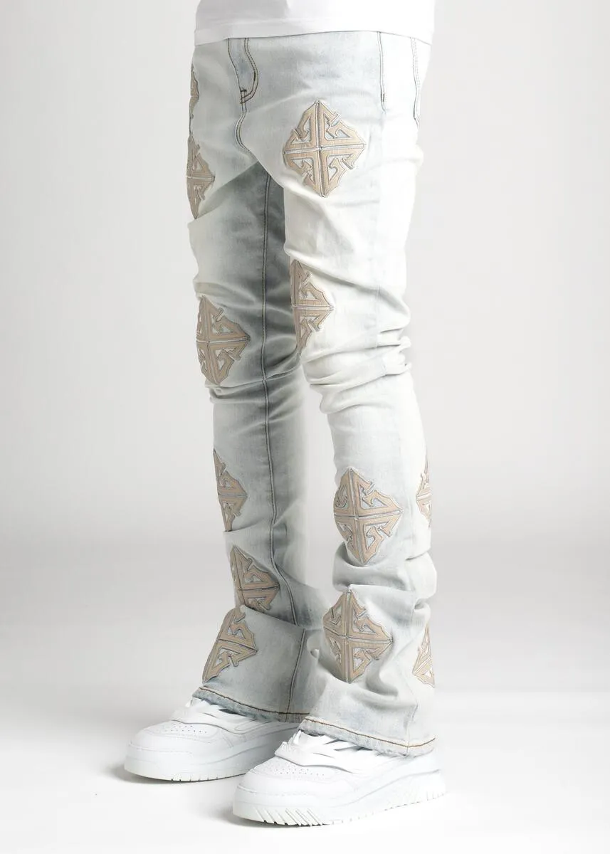 Guapi - Icon Stacked Denim Jeans (Powder Blue)