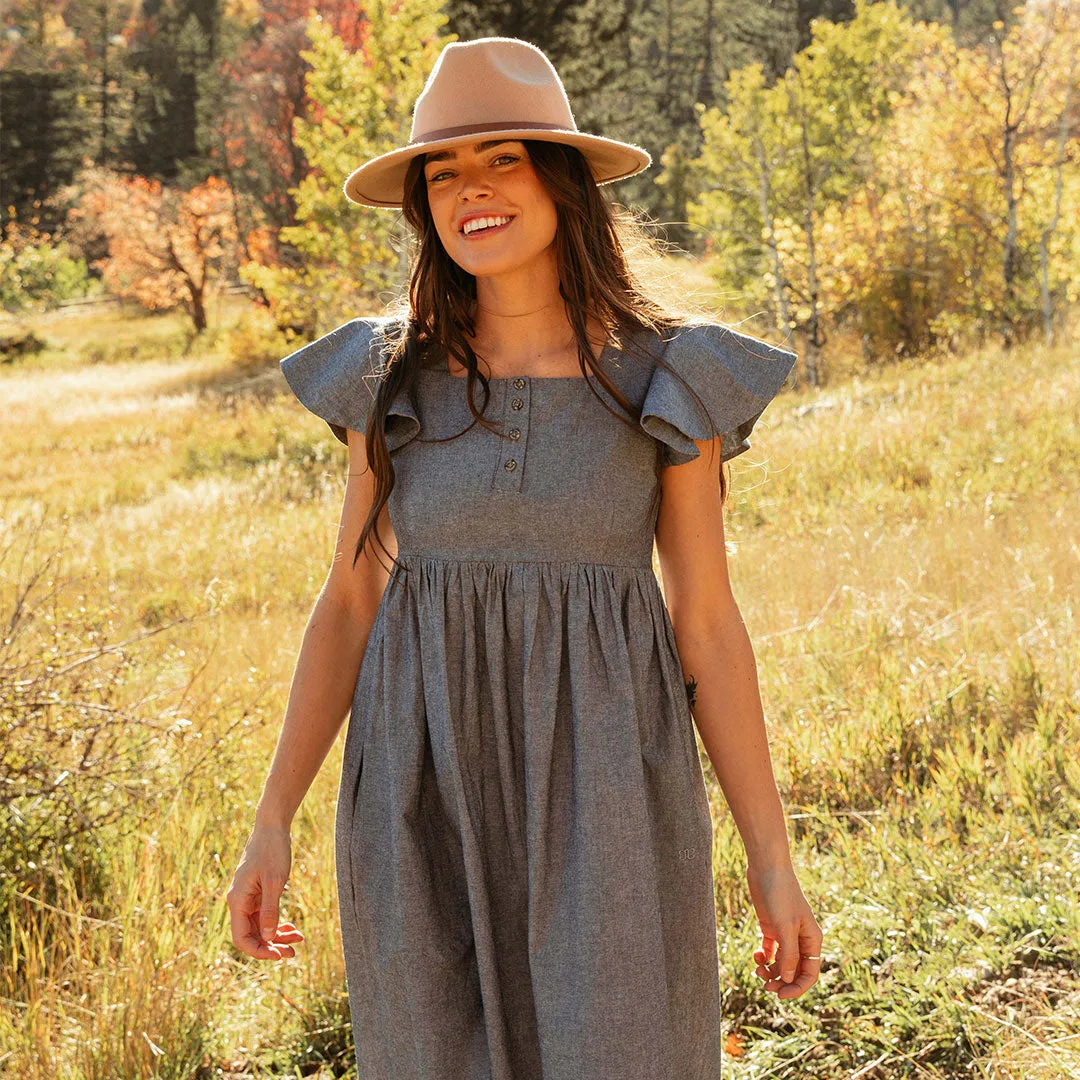 Hailey Maxi Dress, Black Chambray