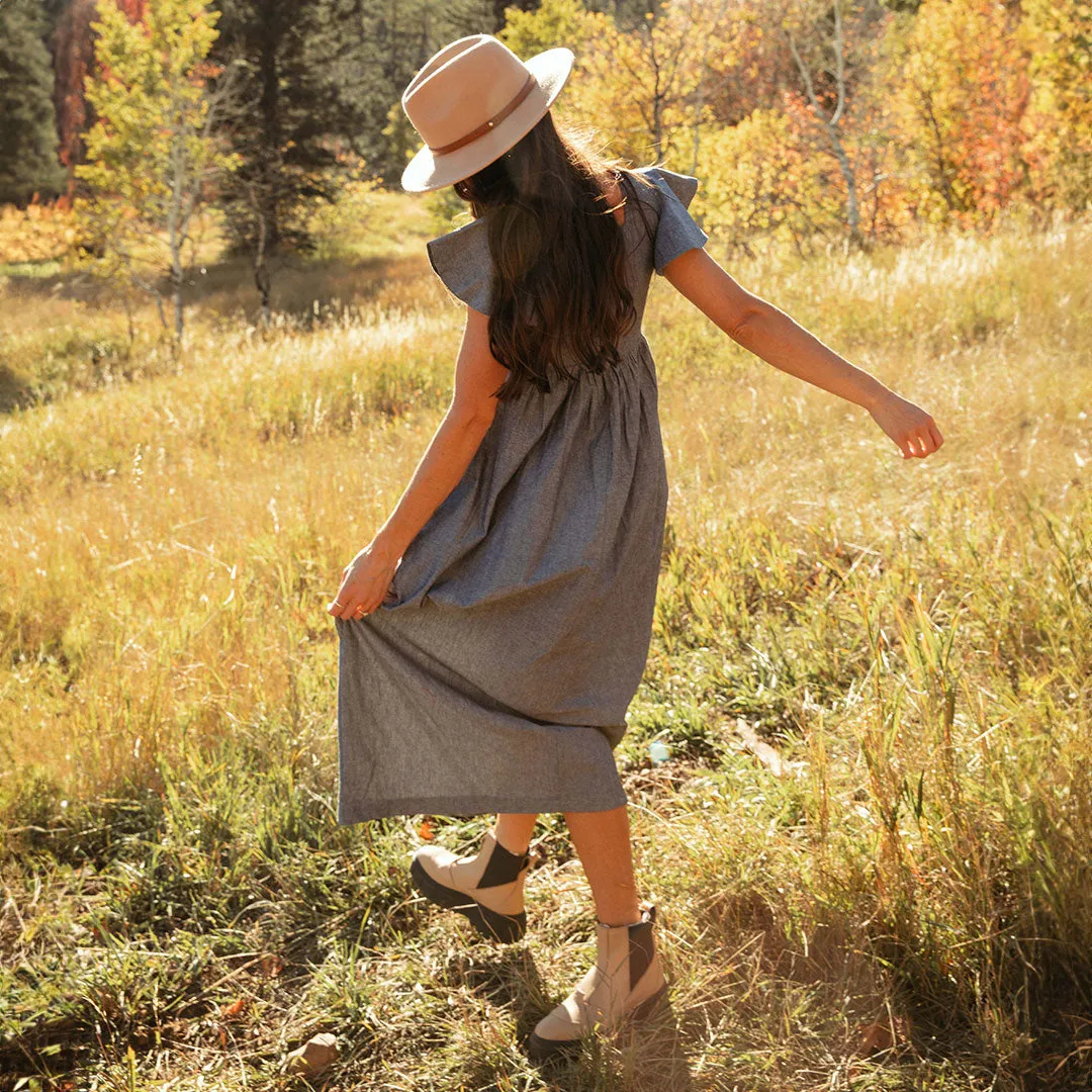 Hailey Maxi Dress, Black Chambray