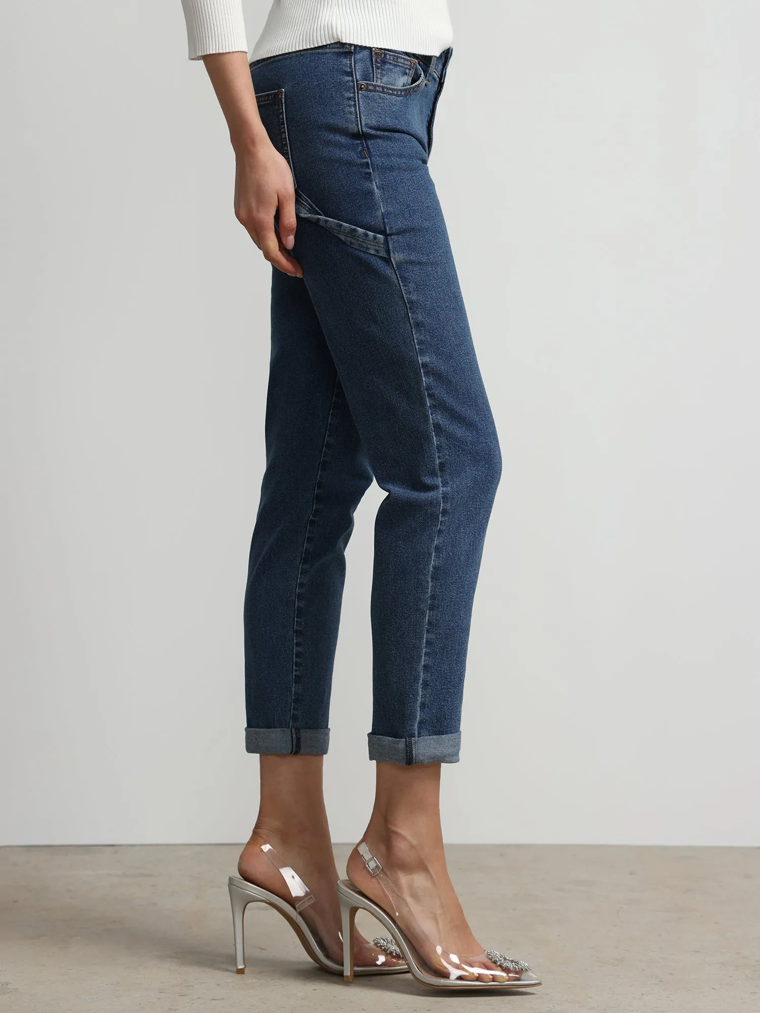 High Rise Cargo Boyfriend Jeans