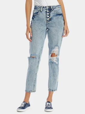 High Rise Mom Destructed Jeans