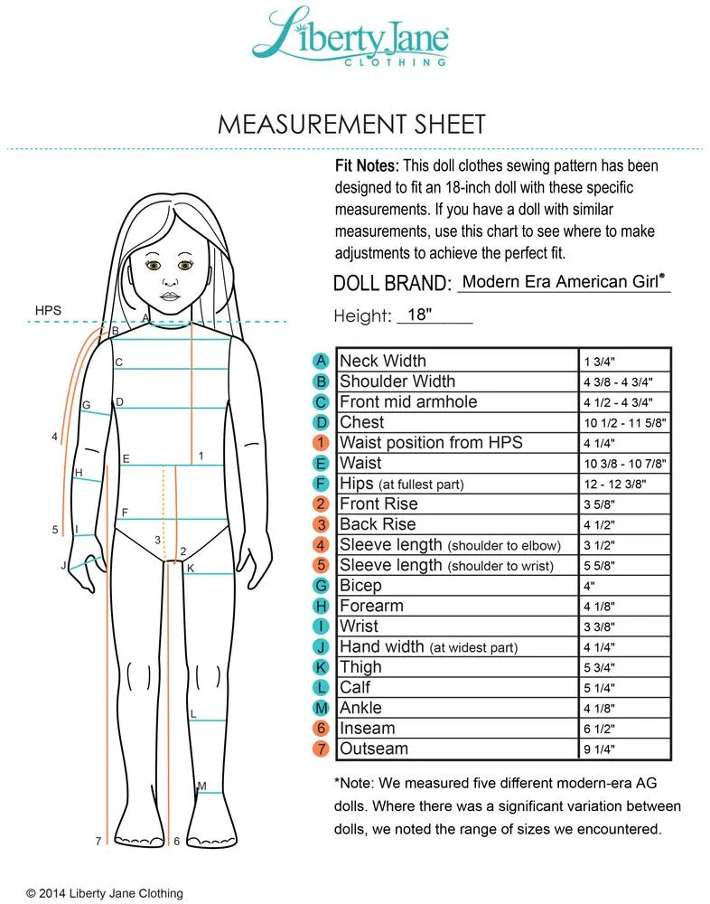 High-Waisted Jeans 18" Doll Clothes Pattern