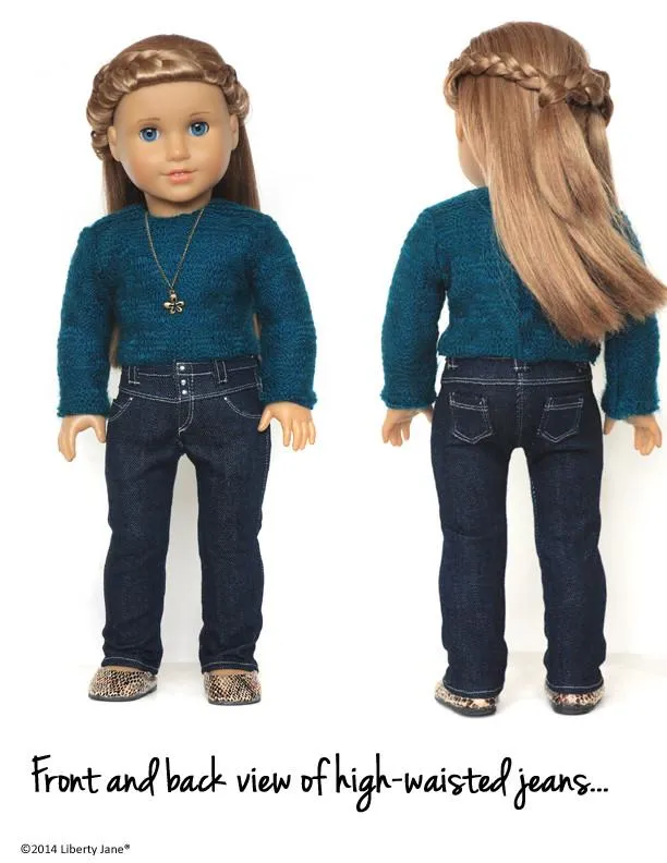 High-Waisted Jeans 18" Doll Clothes Pattern