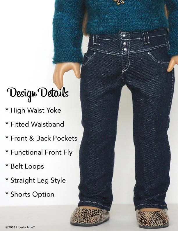 High-Waisted Jeans 18" Doll Clothes Pattern