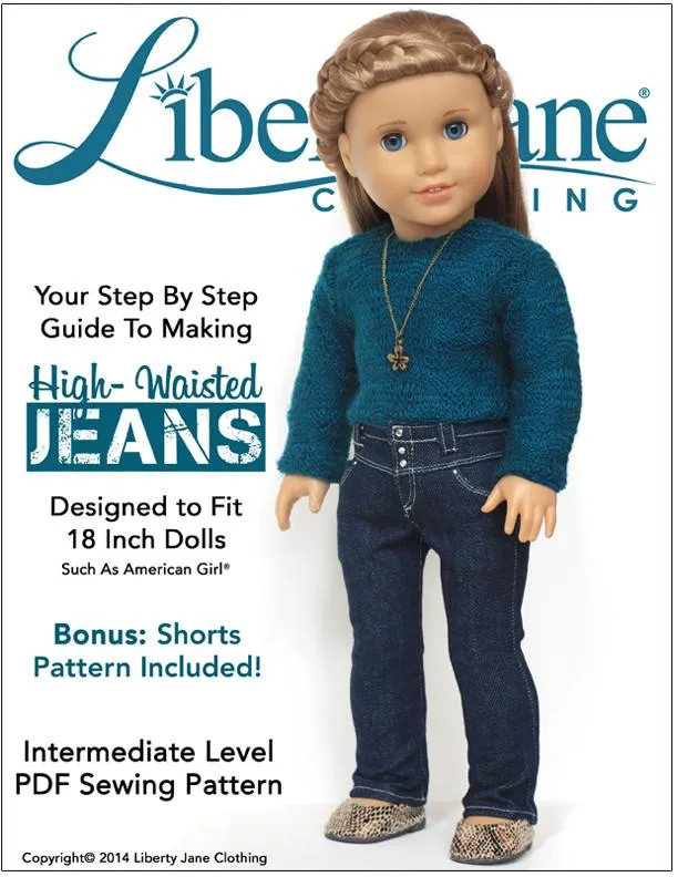 High-Waisted Jeans 18" Doll Clothes Pattern