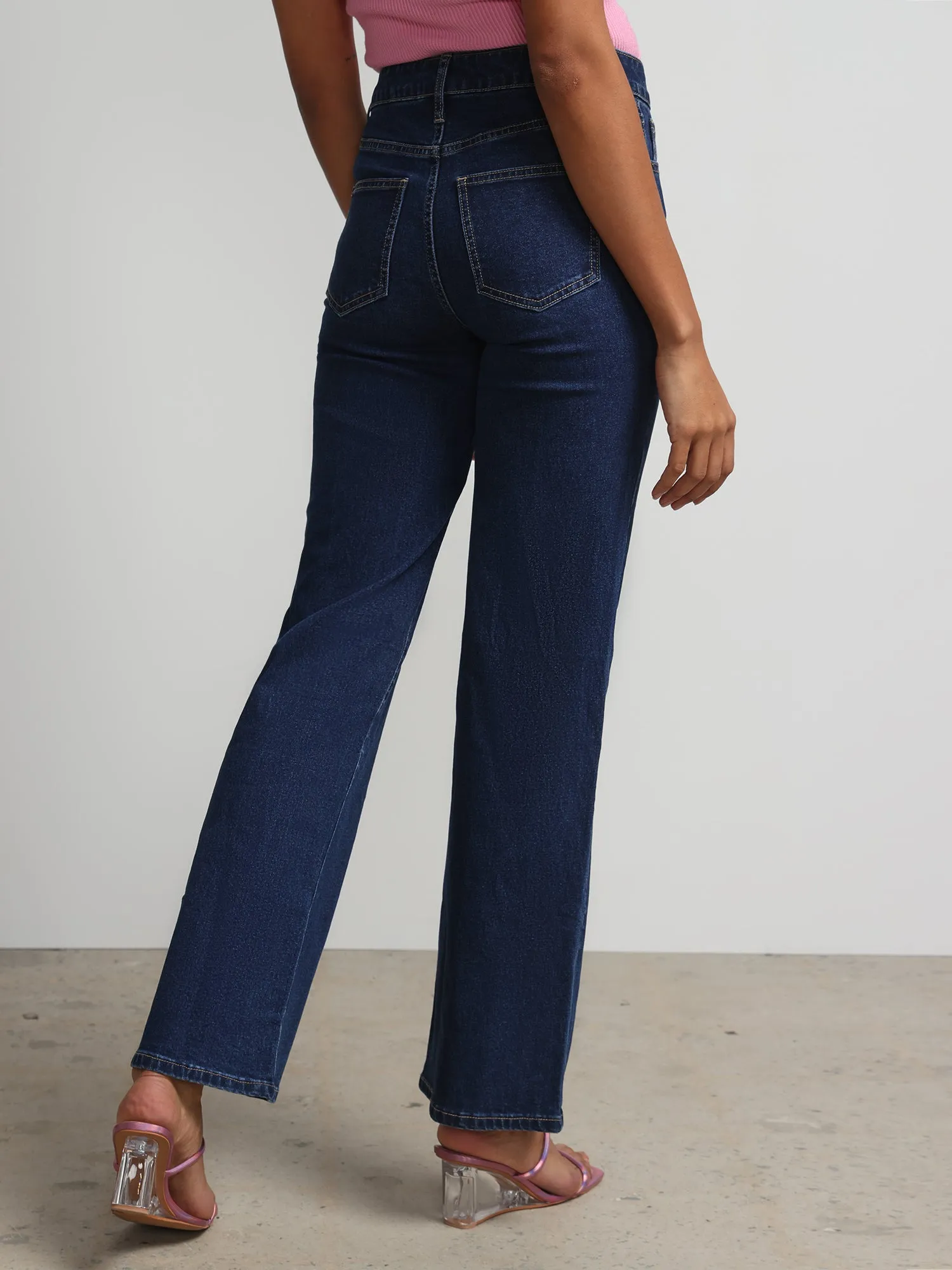 High-Waisted Side-Stripe Flare Jeans