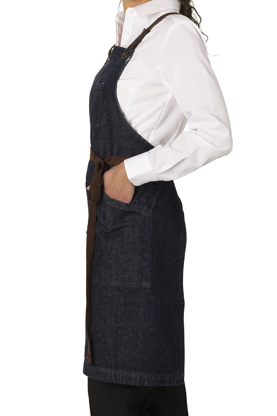 Indigo Denim Bib Apron (3 Pockets)