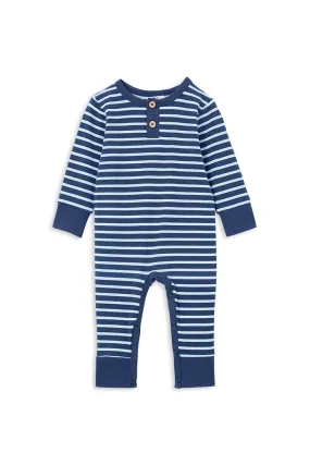 Indigo Stripe Henley Romper