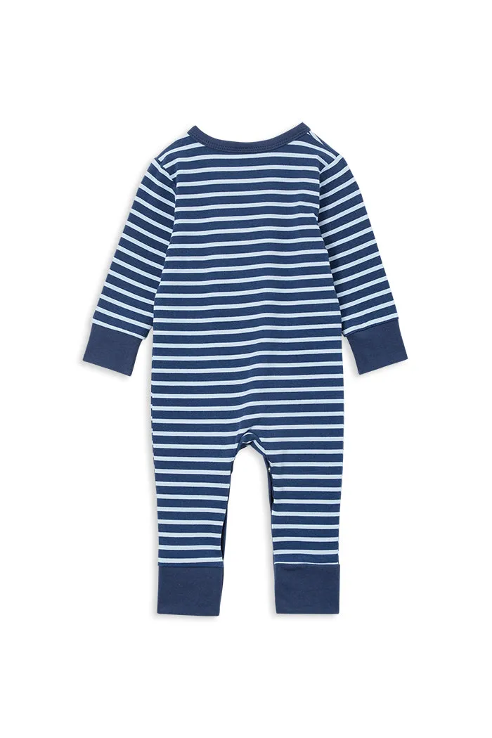 Indigo Stripe Henley Romper