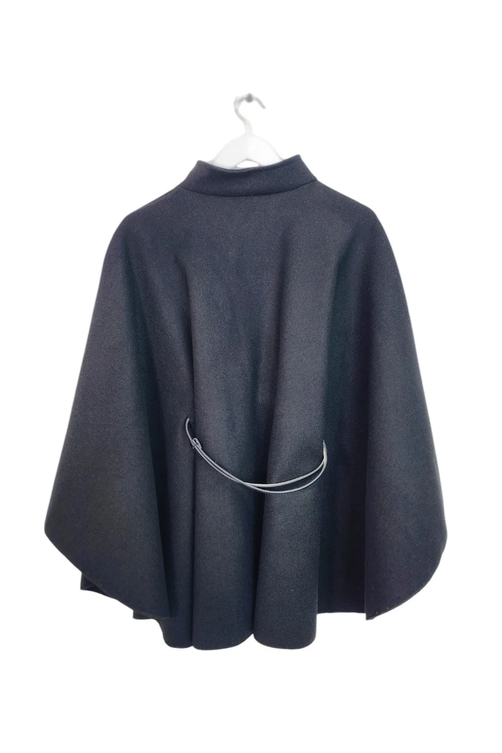 Italian CC Belted Heigh Neck Button Cape Coat