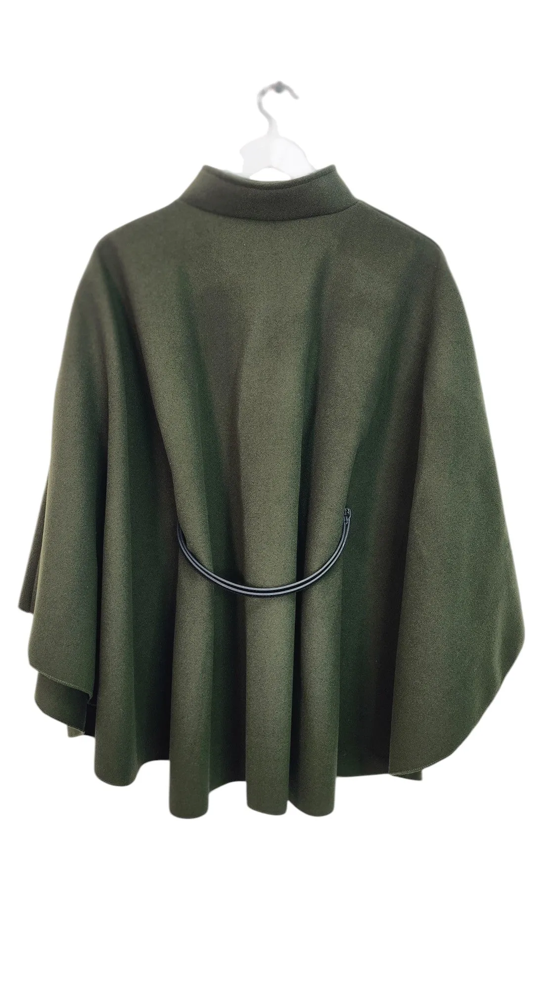 Italian CC Belted Heigh Neck Button Cape Coat