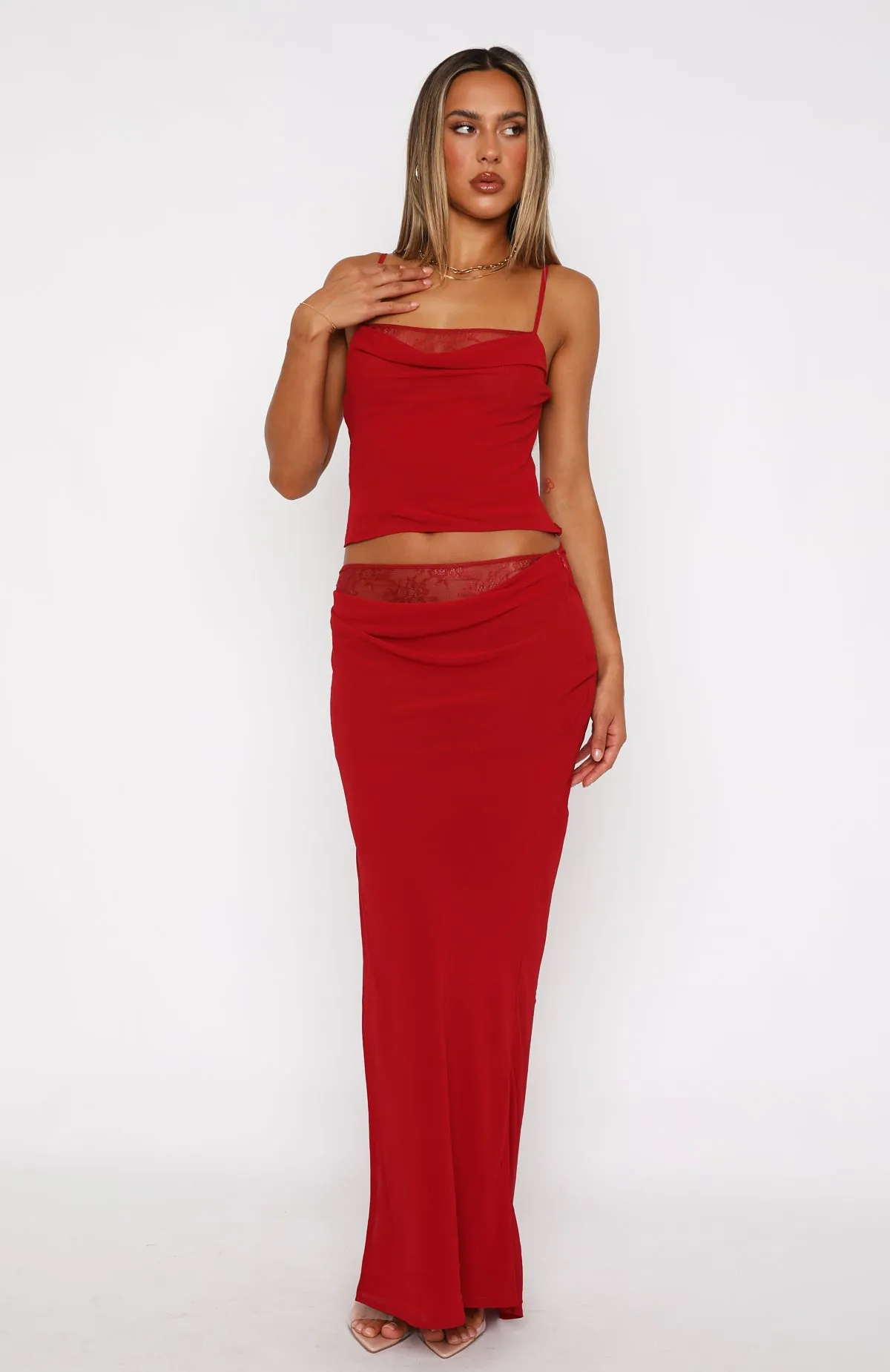 It's A Sign Maxi Skirt Red