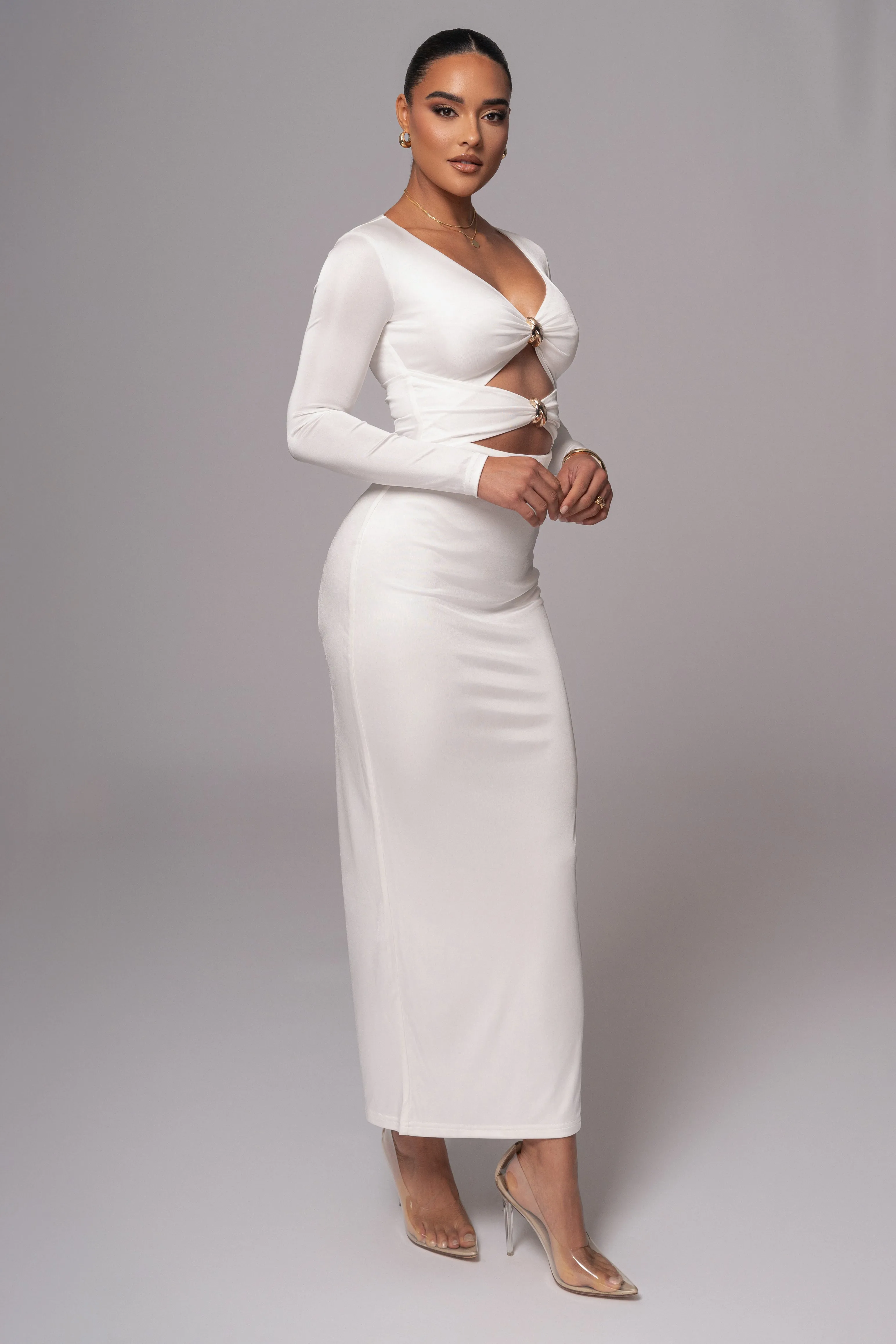 Ivory Soiree Cutout Maxi Dress