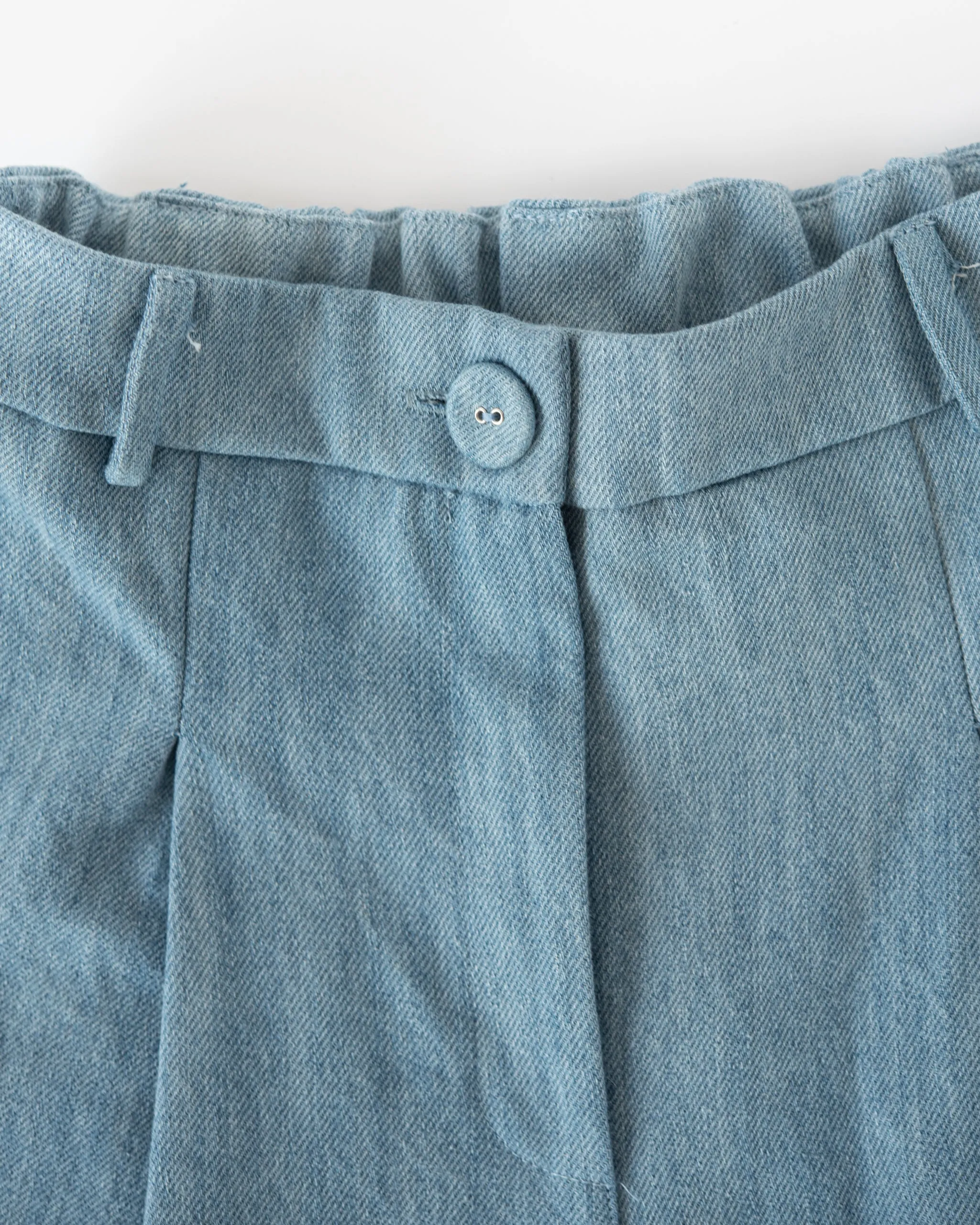 JEANS PANTAPALAZZO<br> denim di cotone blu chiaro